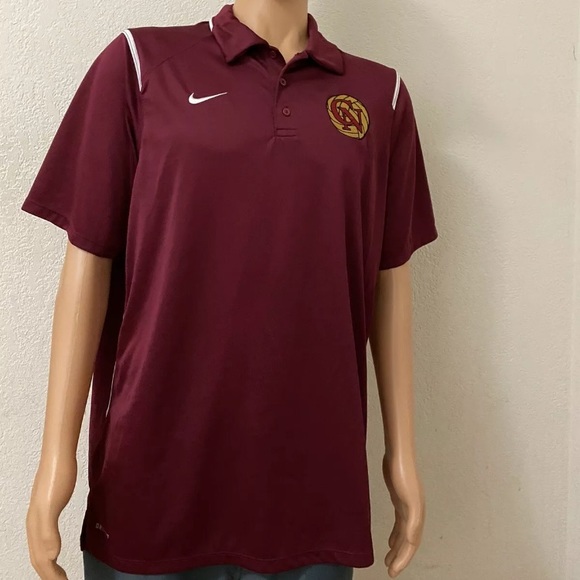 Men's Nike Dri Fit Polo Shirt Short Sleeve Size Large Burgundy & White EUC - Picture 2 of 10